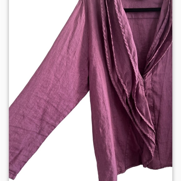 Cynthia Ashby Ruffle Cotton Long Sleeve Top - Picture 2 of 11